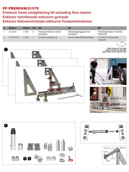JOSAM FRAME PRESS PREMIUM KIT 21570 – sistem complet redresare sasie in configuratia Premium - Img 2