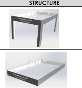 Se poate adauga structura cu prindere de tavan sau fixare pe pardoseala