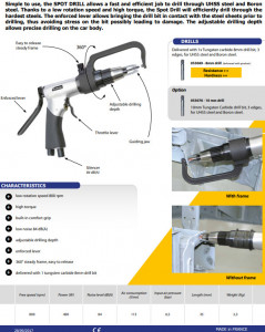 GYS PACK SPOT DRILL 061460 – freza pneumatica desprindere puncte sudare + PROPTA 140mm - Img 4