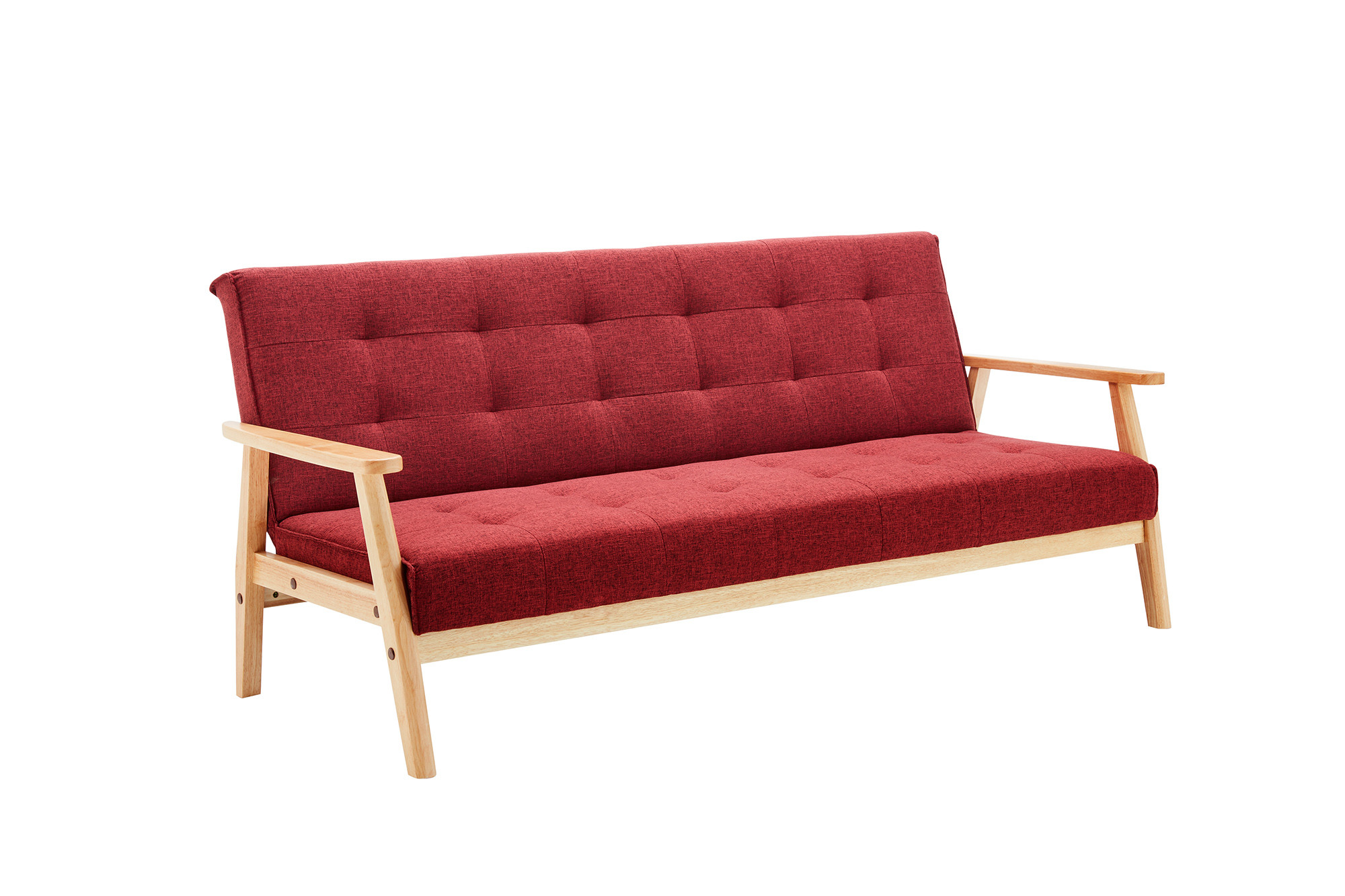 Canapea extensibilă din catifea cadru din lemn de rosie, 3 locuri
