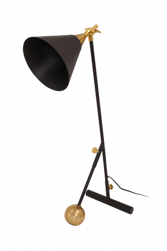 Lampa de birou din fier/alama/aluminiu Celeste, negru/auriu, un bec
