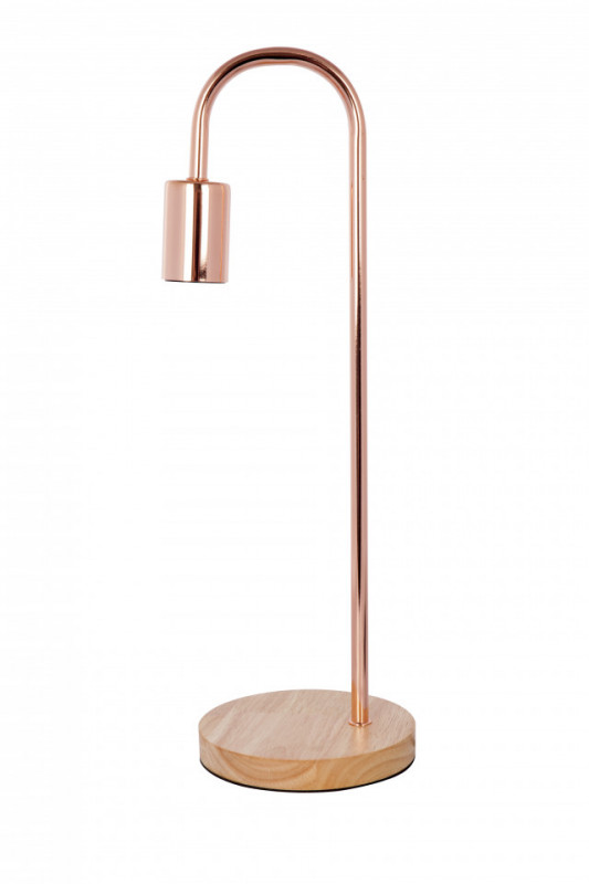 Lampa decorativa din metal/lemn Vinara roz / cupru, un bec