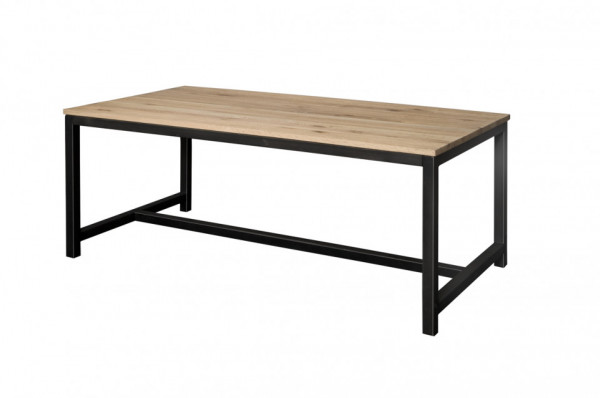 Masa dreptunghiulara cu blat din lemn de stejar 240x100x78 cm maro/negru