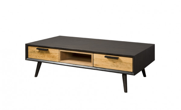 Masuta de cafea dreptunghiulara din lemn cu spatiu de depozitare 140x70x40 cm negru/maro