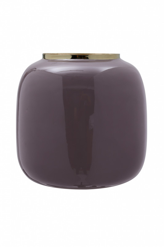 Vaza din fier Art Deco, violet inchis / auriu