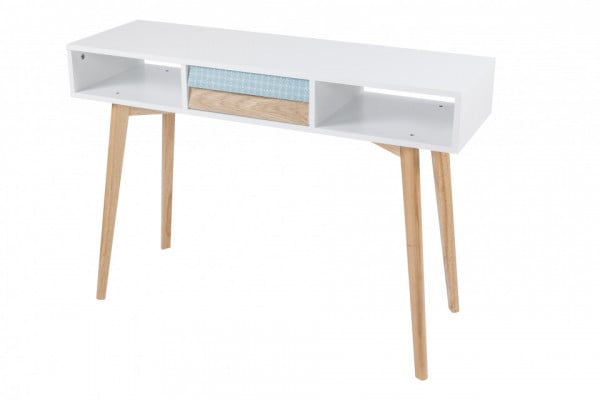 Consola Megan Alb / Albastru / Lemn
