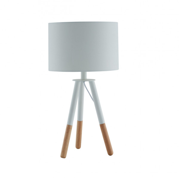 Lampa de birou din lemn/tesatura 55 cm alb