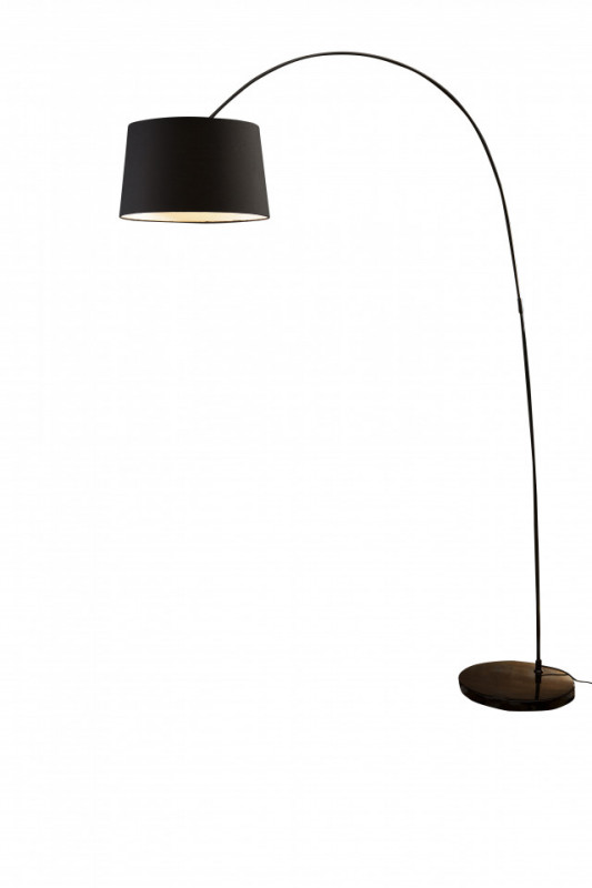 Lampadar din material textil/metal/marmura arc 205 cm neagru, un bec