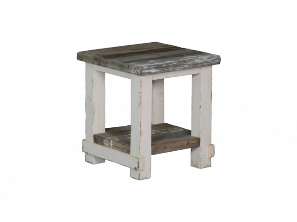 Masuta de cafea patrata din lemn cu spatiu de depozitare 50x50x55 cm gri/alb