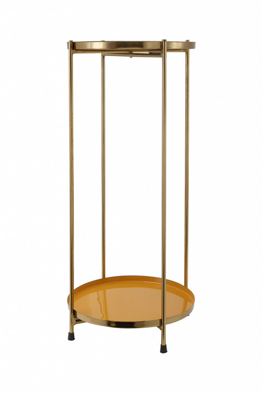 Masuta de cafea rotunda din fier 25x25x60 galben / auriu