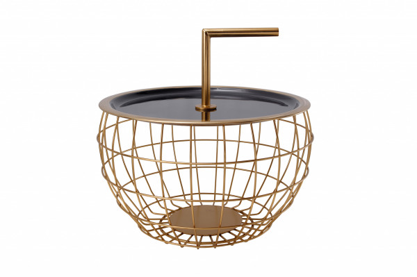 Masuta de cafea rotunda din fier 38x38x23,5 cm negru / auriu