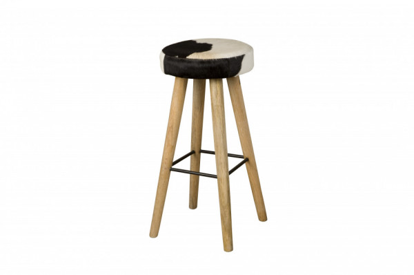 Scaun de bar din piele de vaca Renew alb/negru