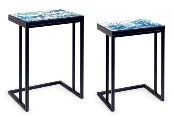 Set 2 măsuțe cafea Reef, cu cadru metalic vopsit epoxidic