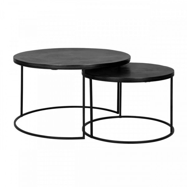 Set 2 masute de cafea rotunde din metal Bolder 60x60x60 cm negre