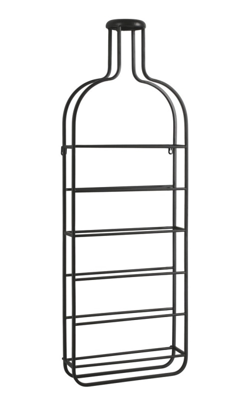 Set de 2 suporturi sticle Isaac, pentru 6 sticle, din oțel vopsit electrostatic, negru, 33.5x9x98 cm