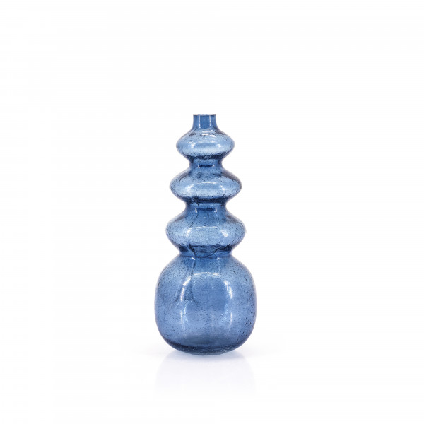 Vaza de sticla reciclata Viva medie albastra 35,5 cm