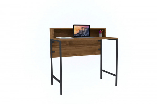 Birou din pal melaminat Uso nuc si negru 90 cm