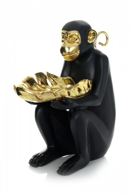 Decoratiune Sitting Monkey, auriu/negru