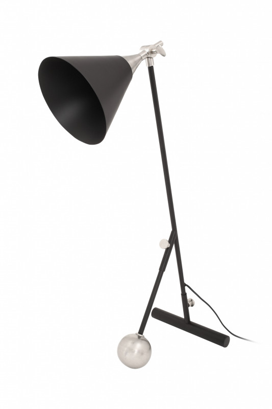 Lampa de birou din fier/alama/aluminiu Celeste, negru/argintiu, un bec