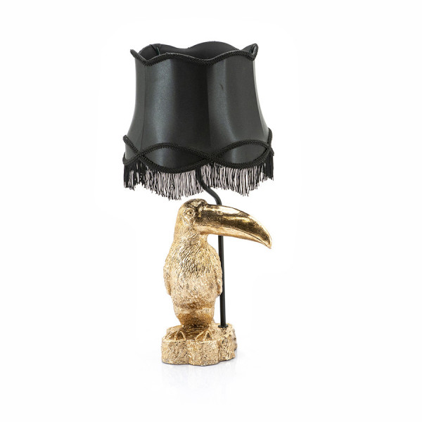 Lampa decorativa Tucan din tesatura/fier Snitch neagra/aurie, un bec