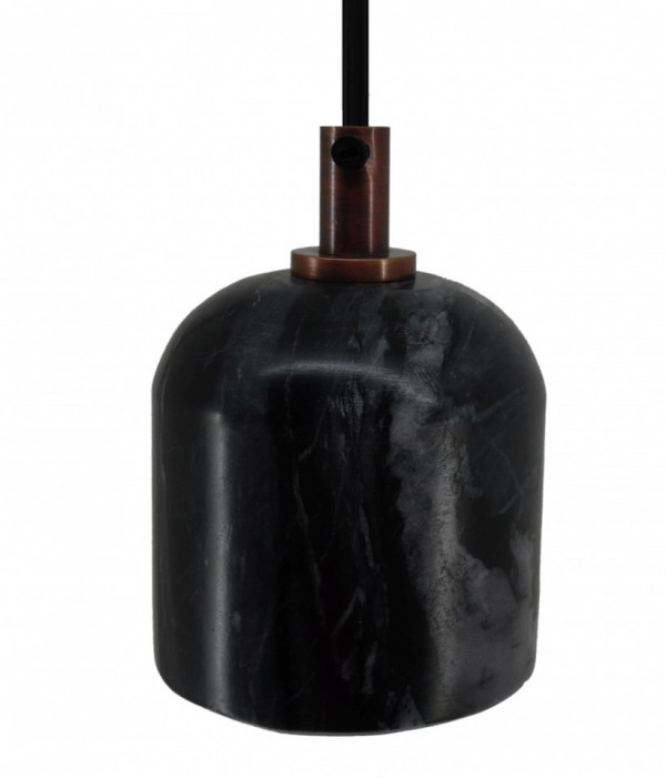 Lustra din fier galvanizat/marmură Sigma IV neagra, un bec