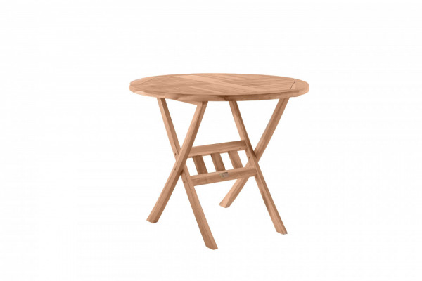 Masa pentru gradina rotunda din lemn de tec pliabila 80x80x75 cm maro