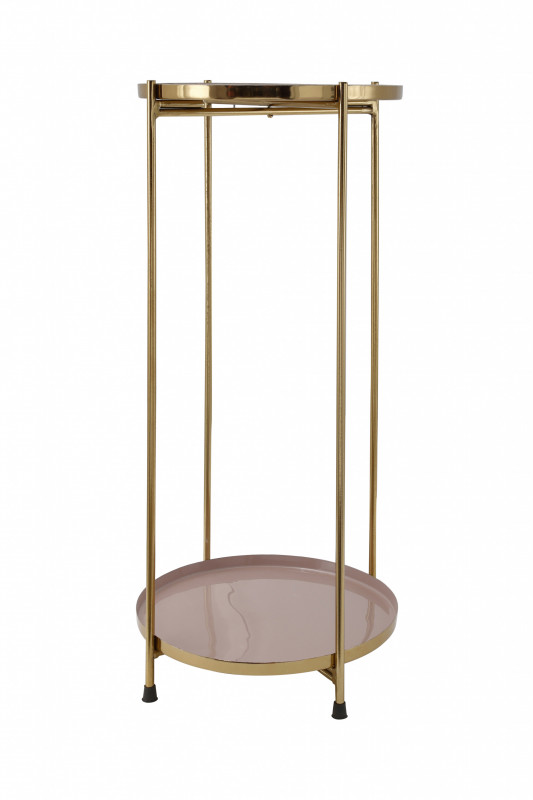 Masuta de cafea rotunda din fier 25x25x60 bej / auriu