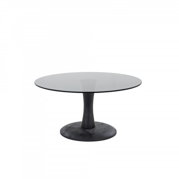 Masuta de cafea rotunda din lemn de mango si sticla Boogie 70x70x35 cm neagra
