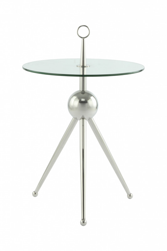 Măsuță de cafea rotunda din sticla 70 cm argintiu