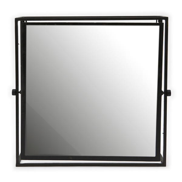 Oglinda patrata cu rama din metal neagra, 52 x 13 x 50 cm