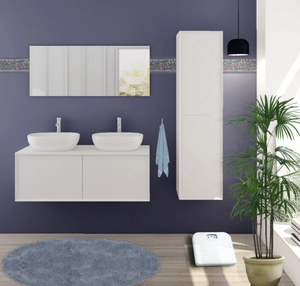Set 3 piese mobilier pentru baie, alb, 120 cm
