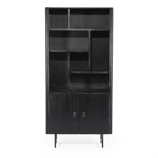 Bibliotecă din lemn de mango Remi 96x200 cm neagra