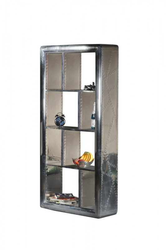 Biblioteca din mango acoperit cu aluminiu Airman 90x180 cm