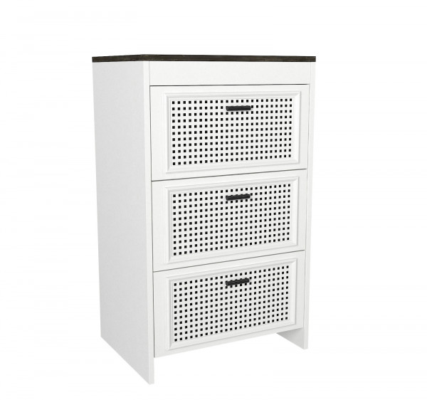 Comoda din pal melaminat cu 3 sertare Done alba 60 cm