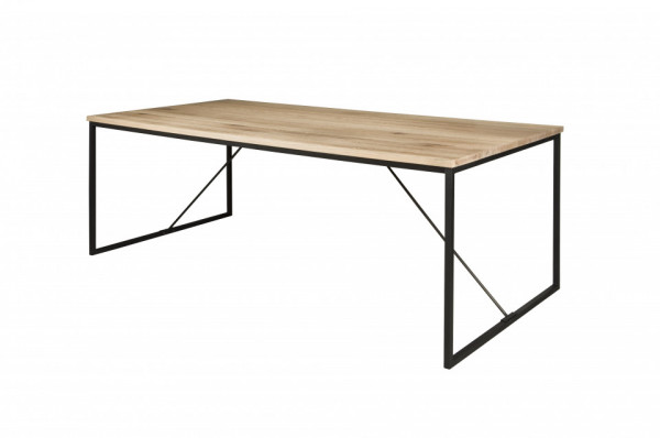 Masa dreptunghiulara cu blat din lemn de stejar 240x100x78 cm maro deschis
