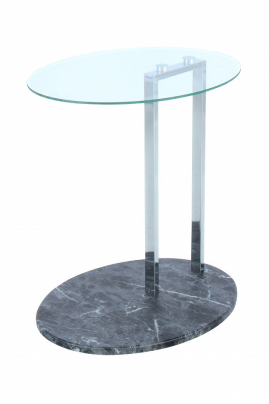 Masuta de cafea ovala din sticla cu spatiu de depozitare Julius 45,7x35,5x49 cm transparenta/negru/argintiu