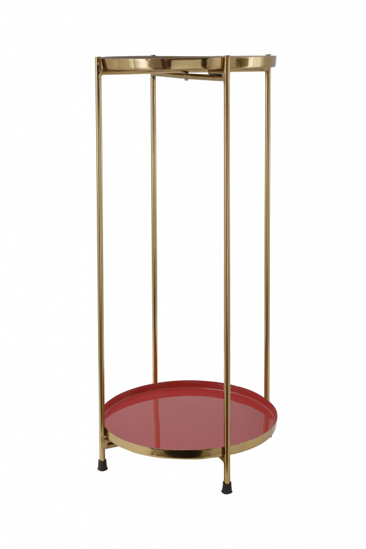 Masuta de cafea rotunda din fier 25x25x60 rosu / auriu