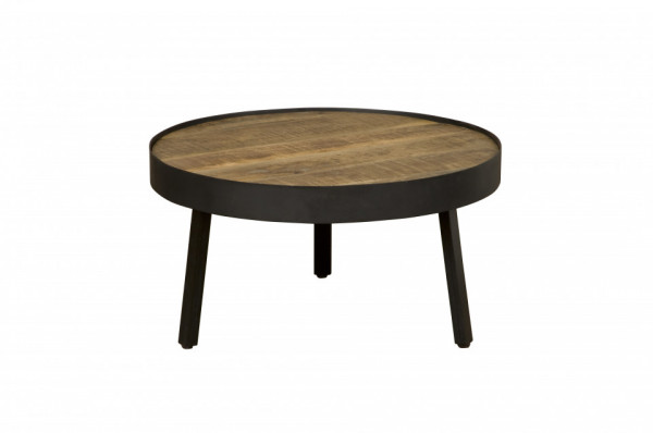Masuta de cafea rotunda din lemn si metal 74x74x40 cm negru/maro