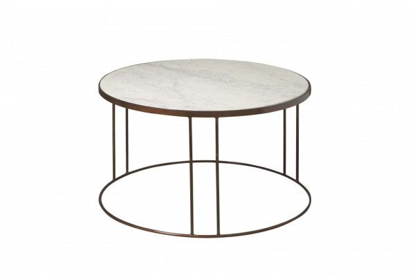 Masuta de cafea rotunda din marmura 81x81x48 cm alba