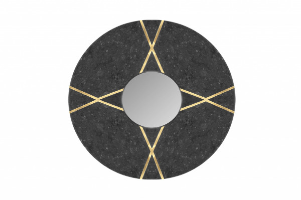 Oglindă rotunda cu rama din marmura neagra Dexter 30x30x2 cm