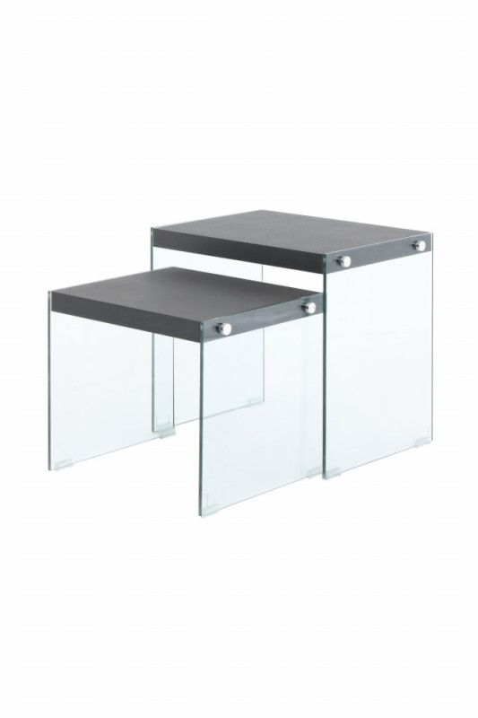 Set 2 masute de cafea dreptunghiulare din sticla Elementary 46x32x43 cm negre