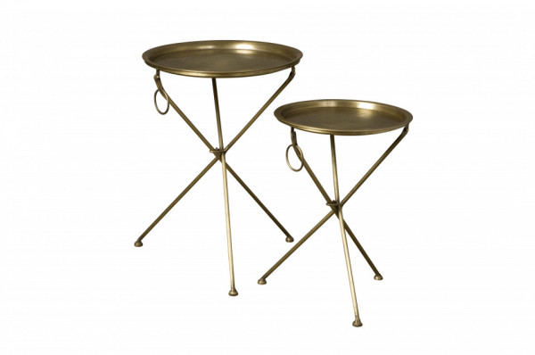 Set 2 masute de cafea rotunde din metal 47x47x67 cm aurii