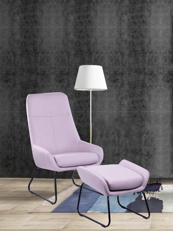 Set fotoliu cu taburet tapițat Sit&Chairs roz