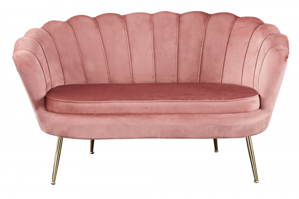 Canapea din catifea Shell roz, 2 locuri