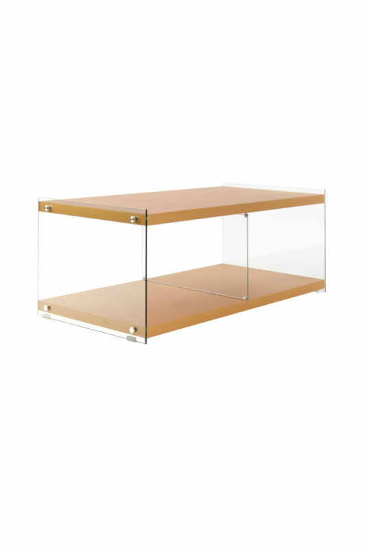 Comoda TV din sticla temperata Elementary aurie 120 cm