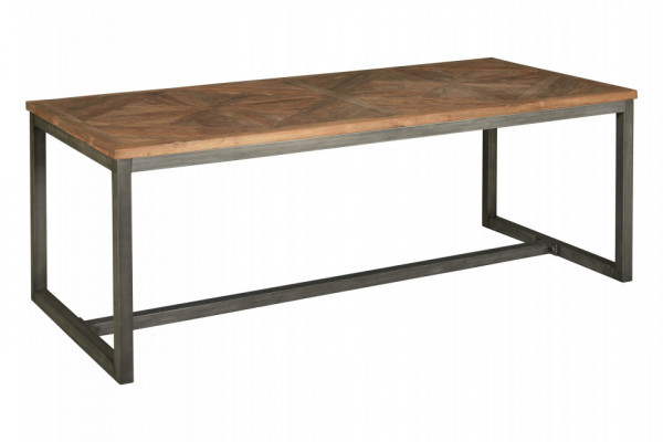 Masa dreptunghiulara cu blat din lemn de tec reciclat 240x100x78 cm maro/negru