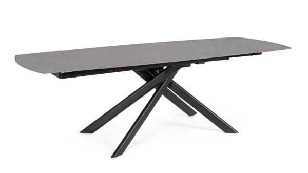 Masă extensibilă Joakim, 8-10 persoane, blat gresie porțelanată efect marmură mată, picioare oțel, gri, 160-240 x 90 x 75 cm