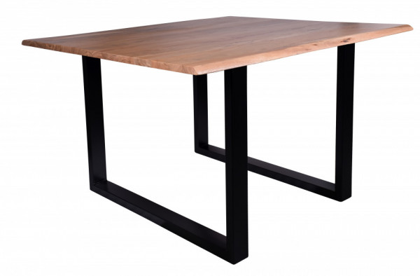 Masa patrata cu blat din lemn de salcam Tables & Benches 120x120x77 cm maro/negru