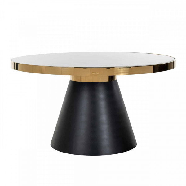 Masa rotunda cu blat din marmura Odin 75 x 140 x 140 cm negru/alb/auriu