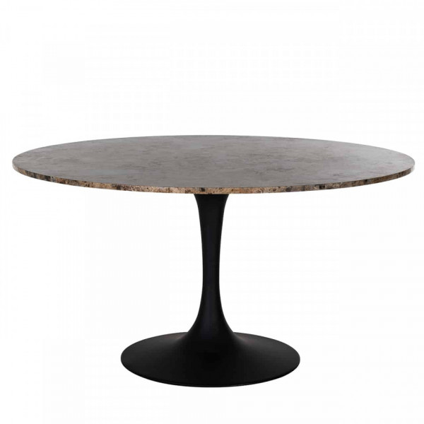 Masa rotunda cu blat din marmura Orion 75 x 140 x 140 cm maro/negru